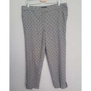 Talbots Ankle Dress Pants Womens 14 Polka Dot Gingham Black White